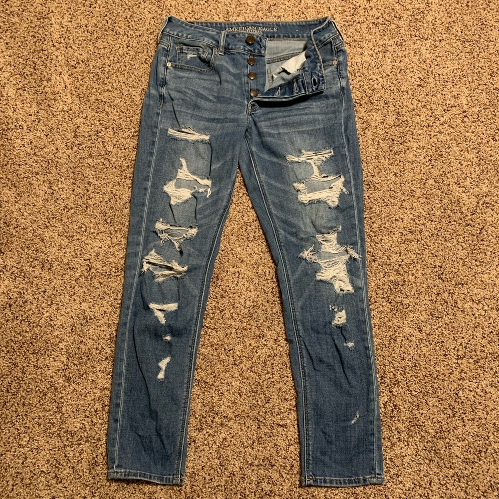 American Eagle Distressed Straight-Leg Jeans
